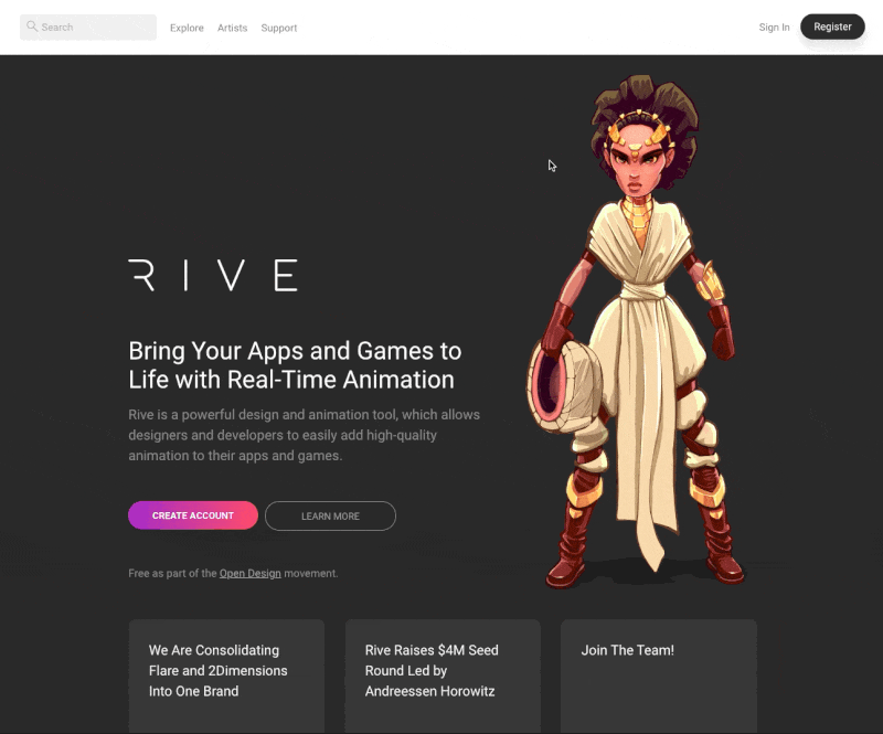 Nima and Flare now Rive App