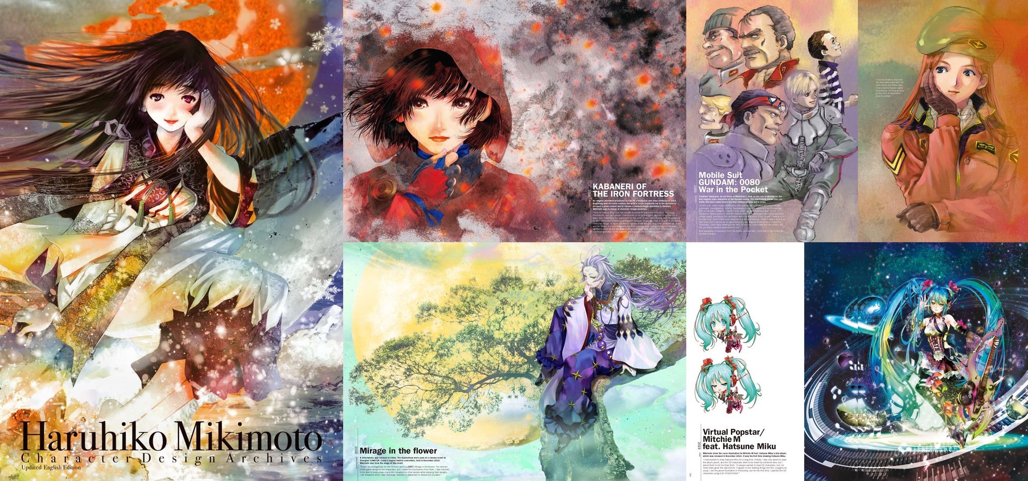 Haruhiko Mikimoto character design illustrations from Macross to Gundam